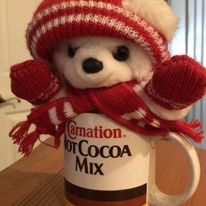 Vintage Carnation hot cocoa mix mug with teddy bear included!!